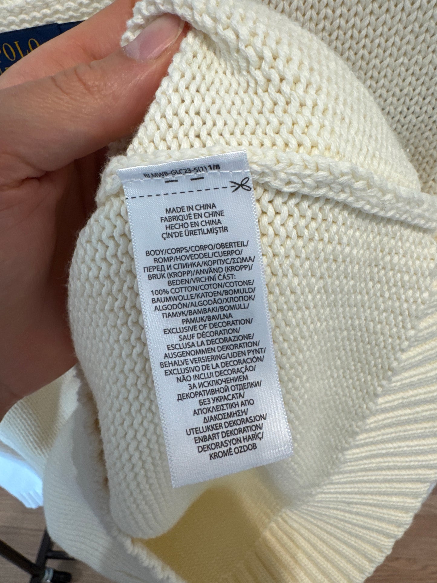 Polo Ralph Lauren Cream Flag Cotton Crewneck Sweater size L