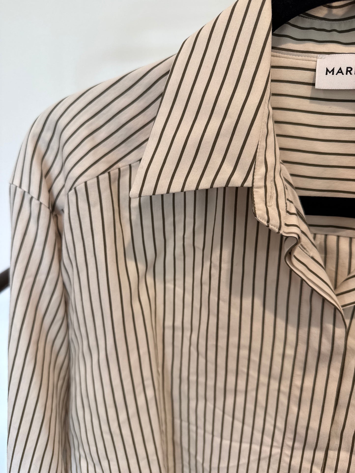 Marella Duke Cropped Pinstripe Shirt White size 4