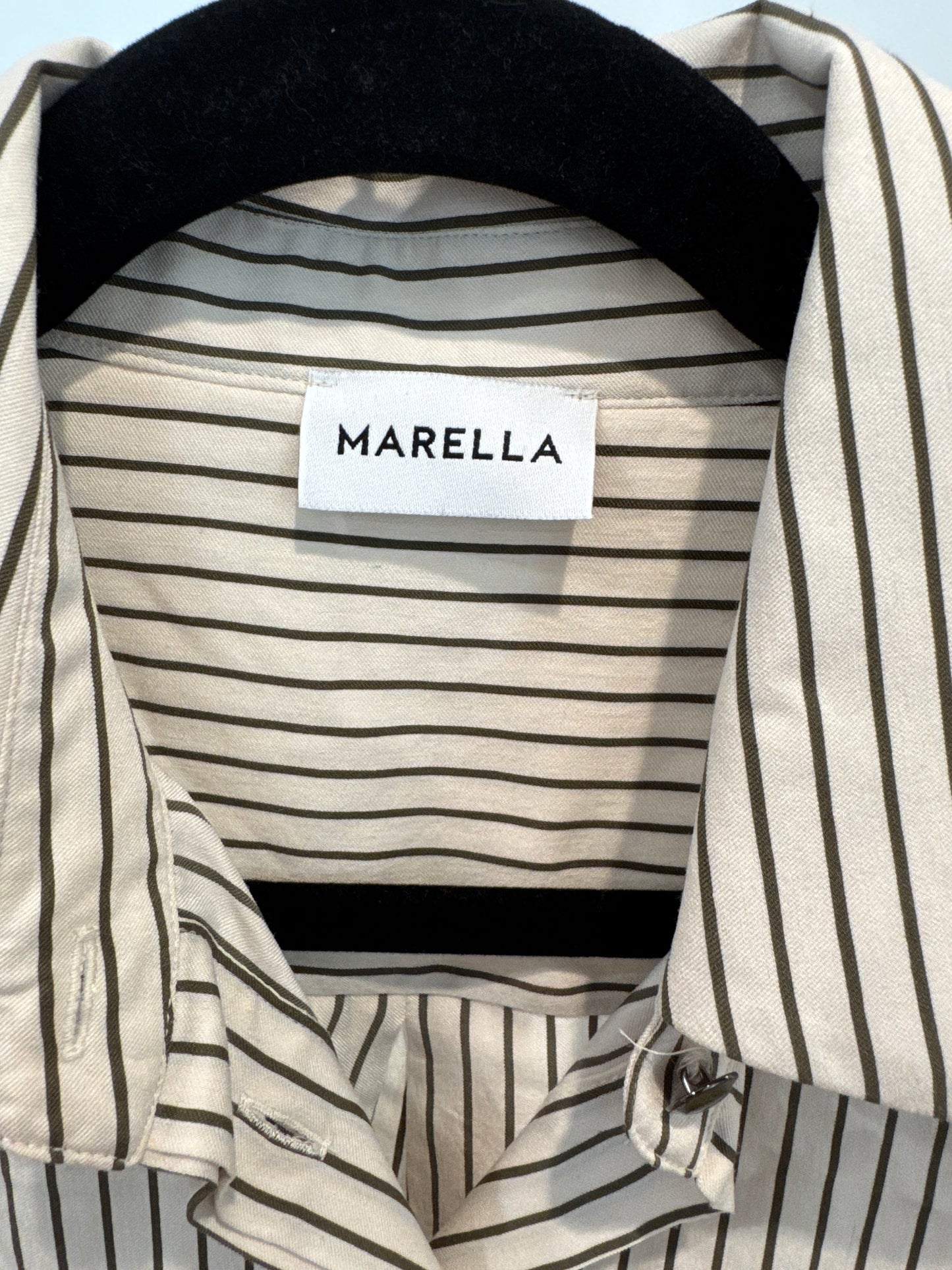Marella Duke Cropped Pinstripe Shirt White size 4