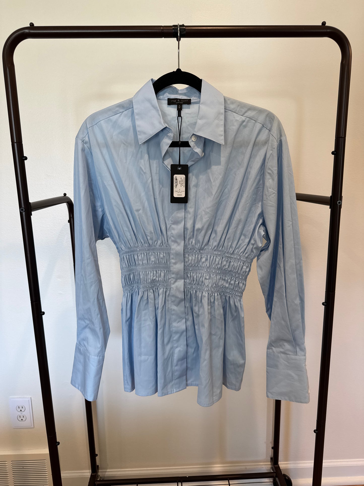 Rag and Bone Blythe Poplin Shirt Light Blue size S