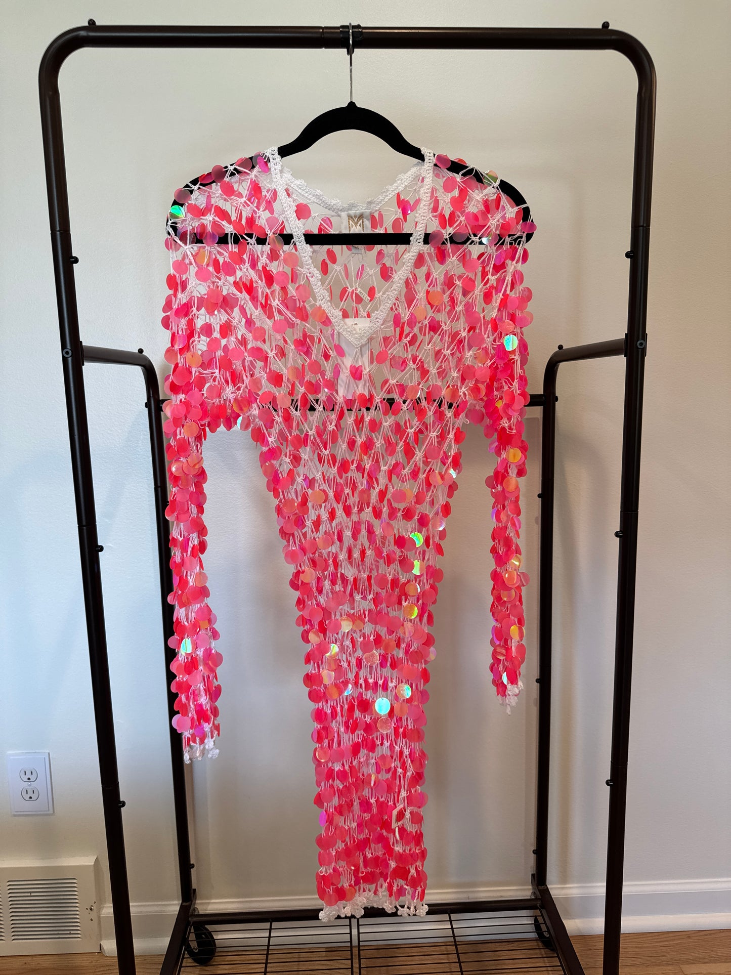 Milly Sequin Crochet Mini Pullover Dress size P / S