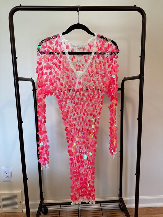 Milly Sequin Crochet Mini Pullover Dress size P / S