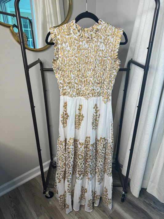 Oliphant Smocked Maxi Dress size S