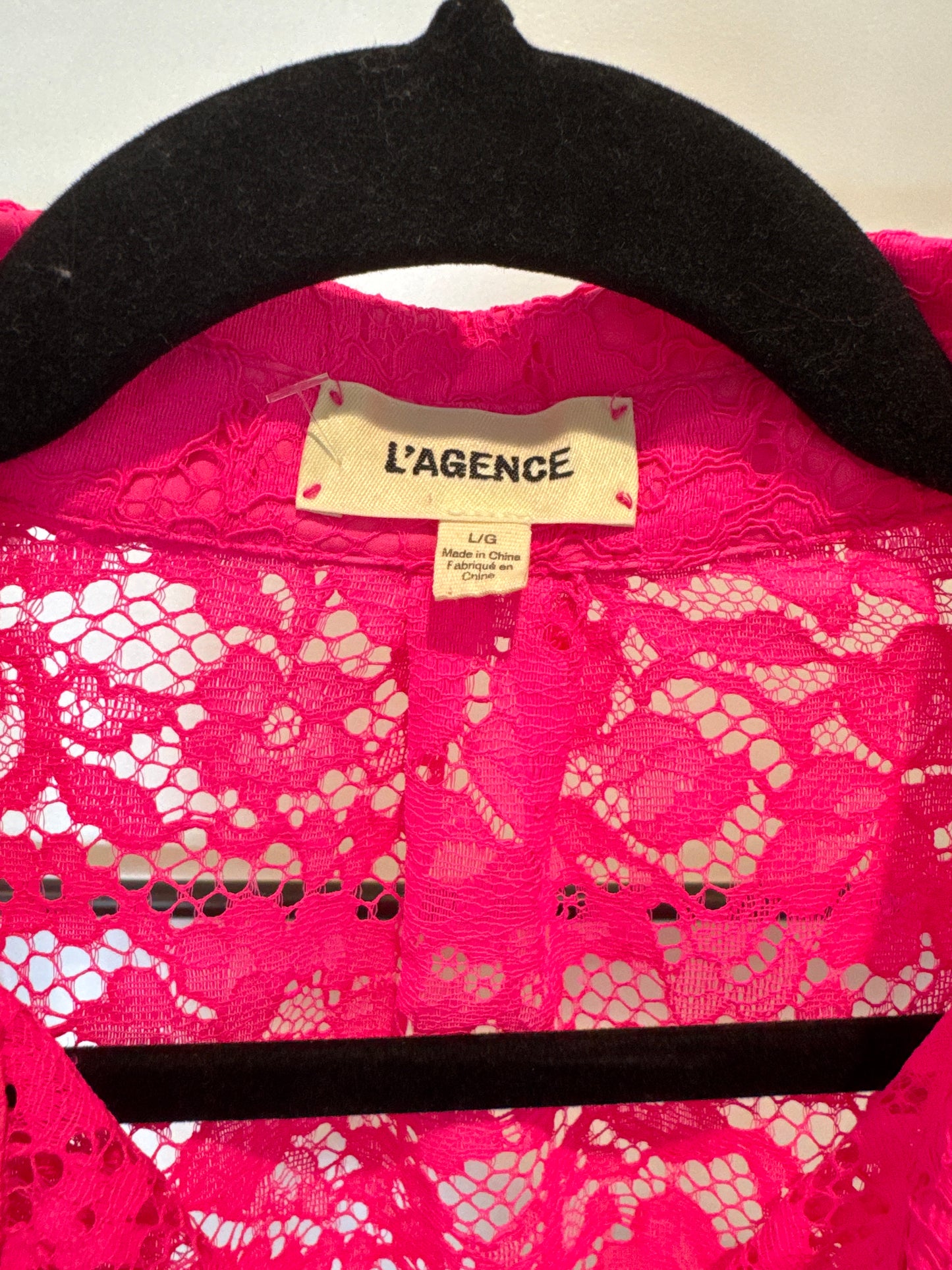 L'Agence Akemi Lace Crop Button-Up Shirt size L