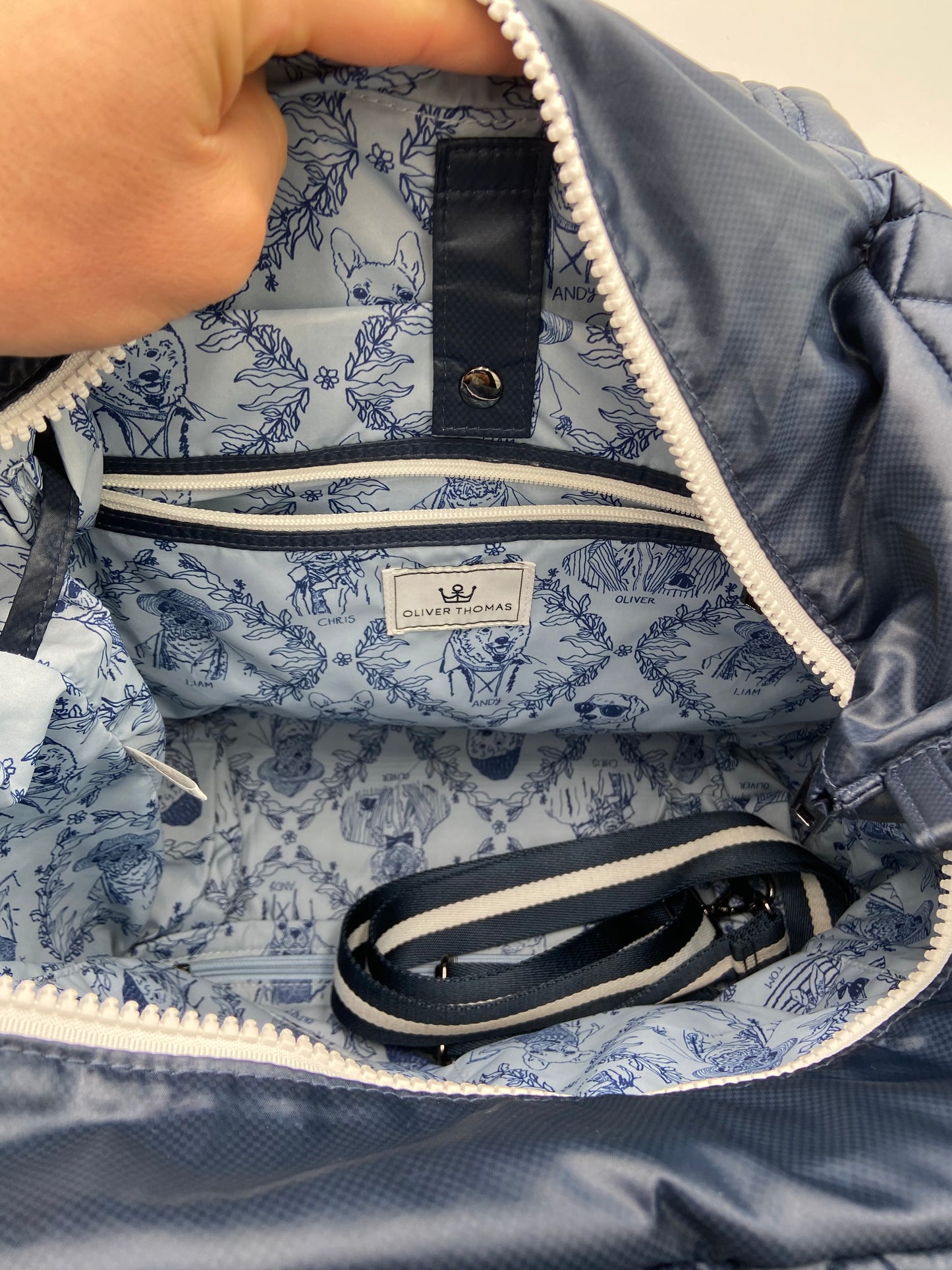 Oliver Thomas Kitchen Sink Tennis Tote Navy Blue