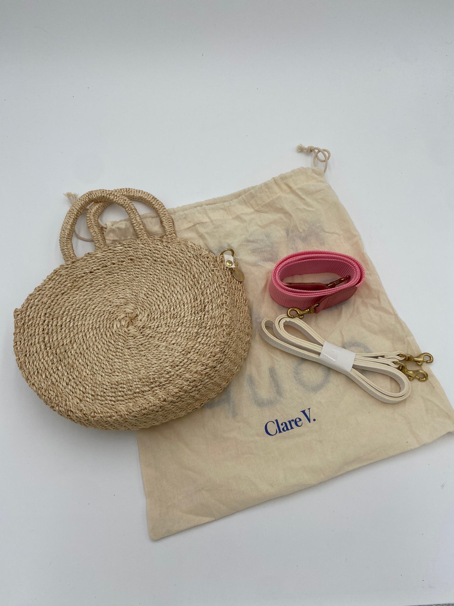 Clare V Straw Moyen Alice Bag