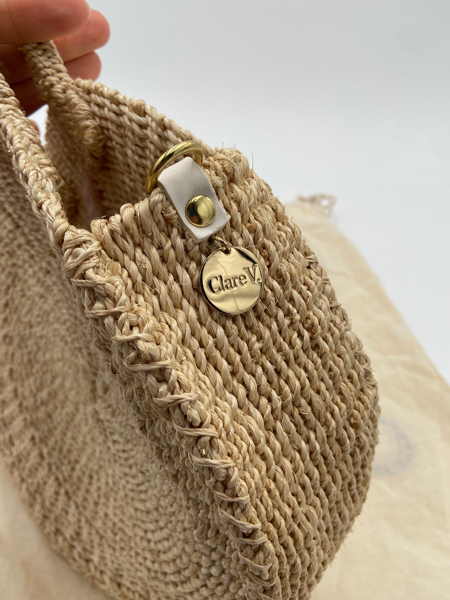 Clare V Straw Moyen Alice Bag