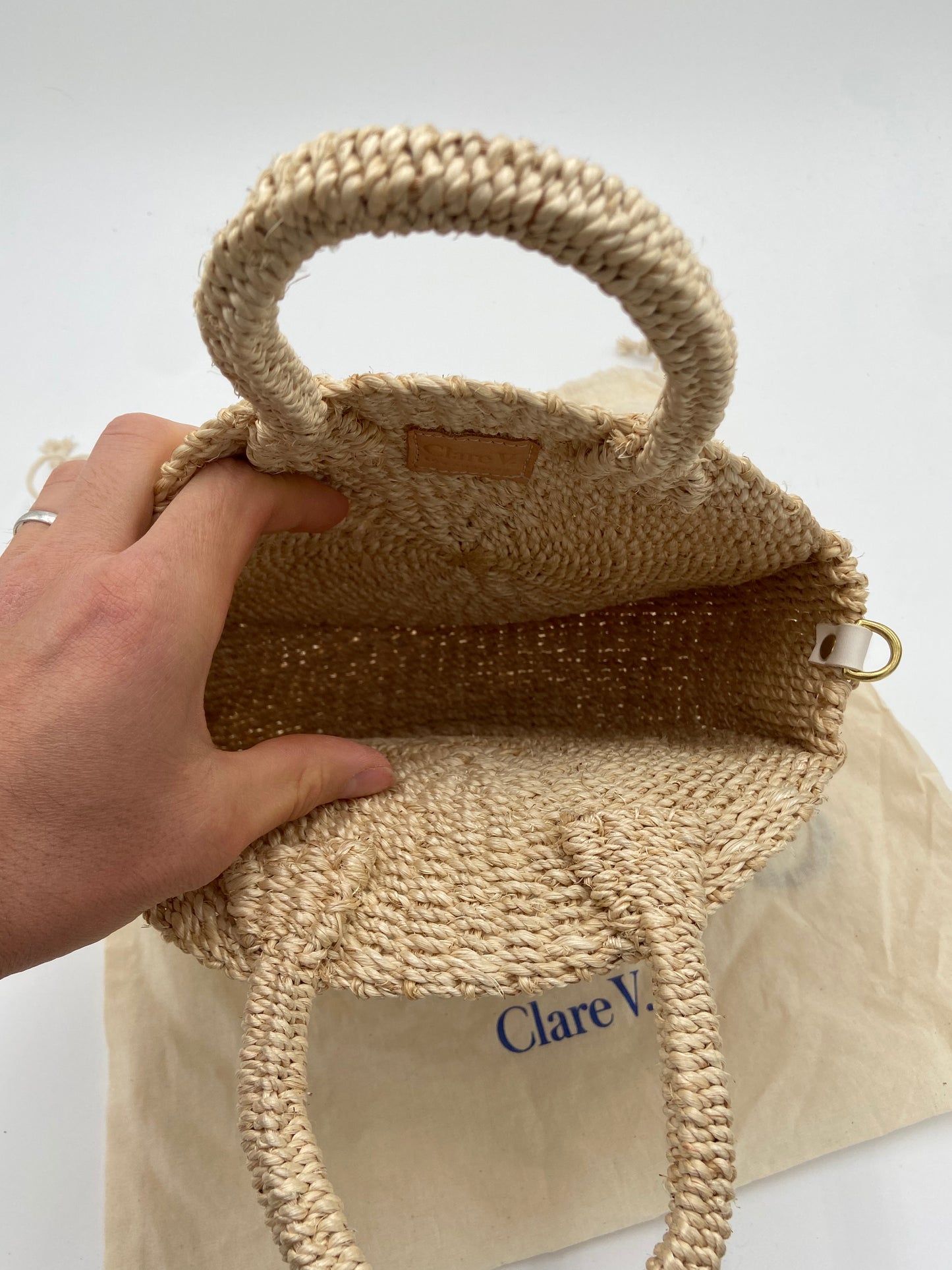 Clare V Straw Moyen Alice Bag