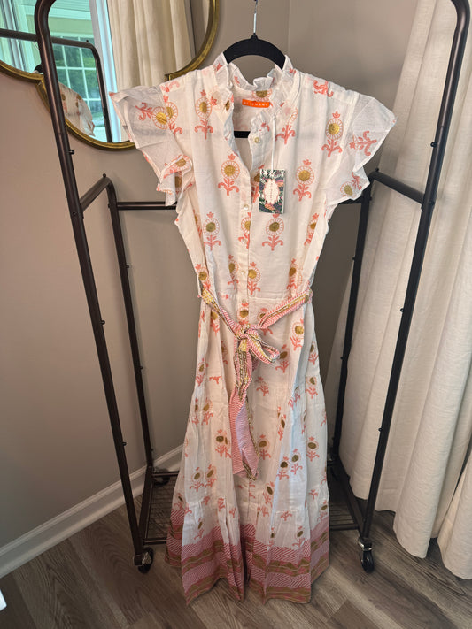 Oliphant Ruffle Maxi Dress Leela Peach size L