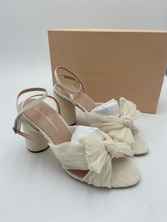 Loeffler Randall Camellia Bow-Embellished Plissé-Organza Sandals size 9.5