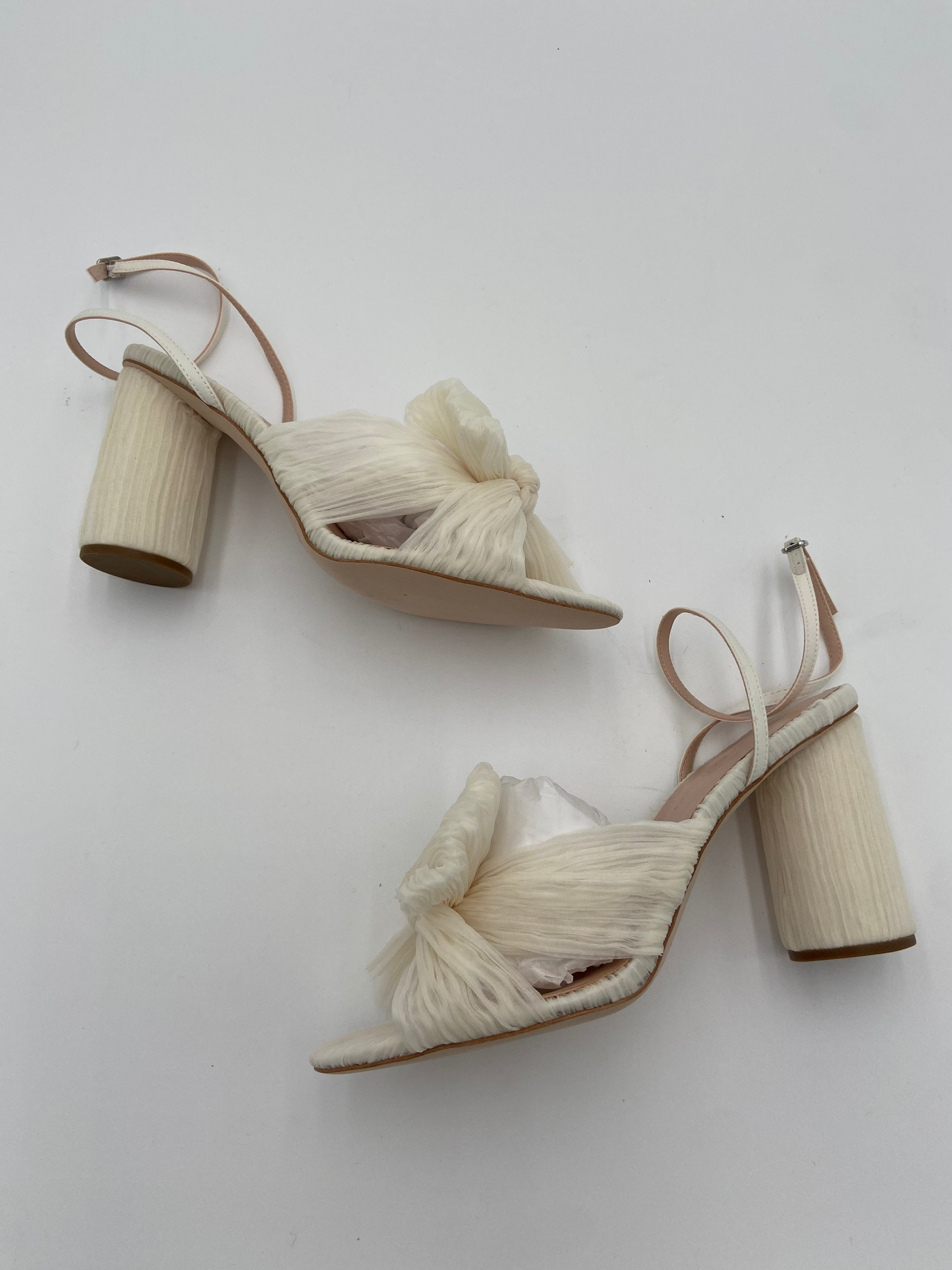 Loeffler Randall Camellia Bow-Embellished Plissé-Organza Sandals size 9.5