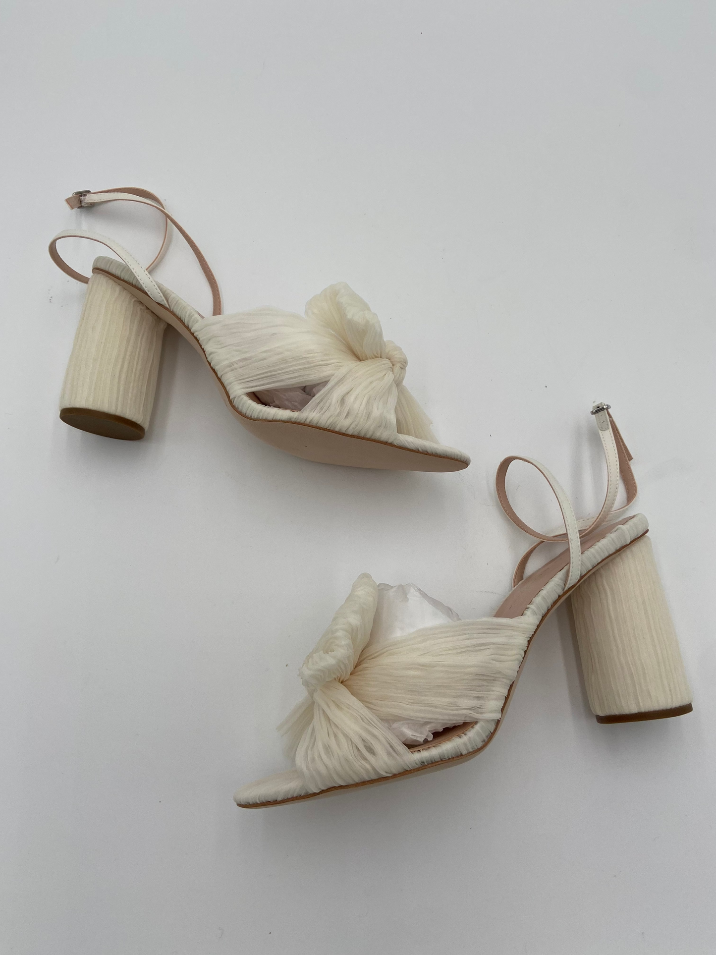 Loeffler Randall Camellia Bow-Embellished Plissé-Organza Sandals size 9.5