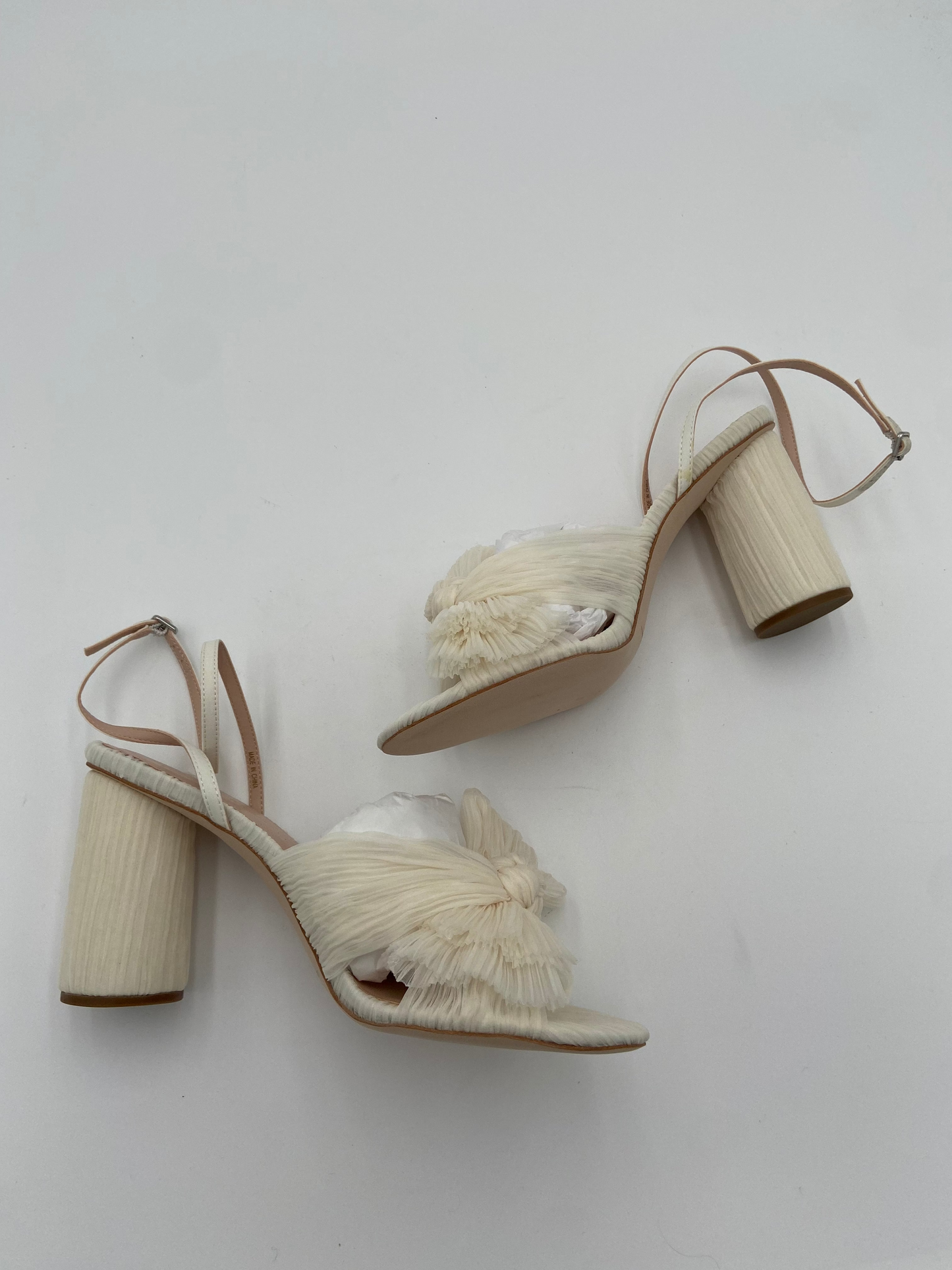 Loeffler Randall Camellia Bow-Embellished Plissé-Organza Sandals size 9.5