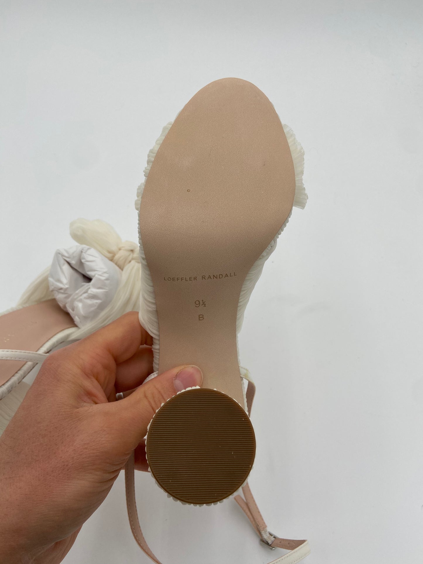 Loeffler Randall Camellia Bow-Embellished Plissé-Organza Sandals size 9.5