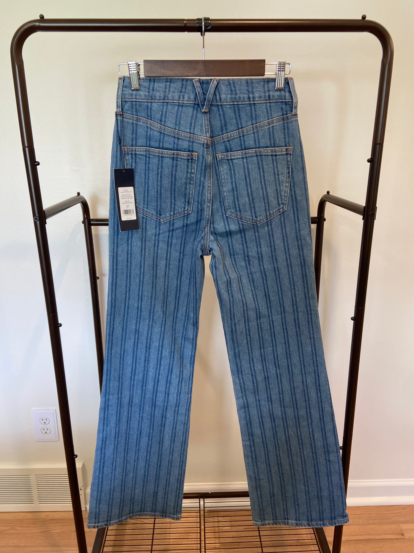 Veronica Beard Crosbie Striped Loafer Length Wide-Leg Jean size 25