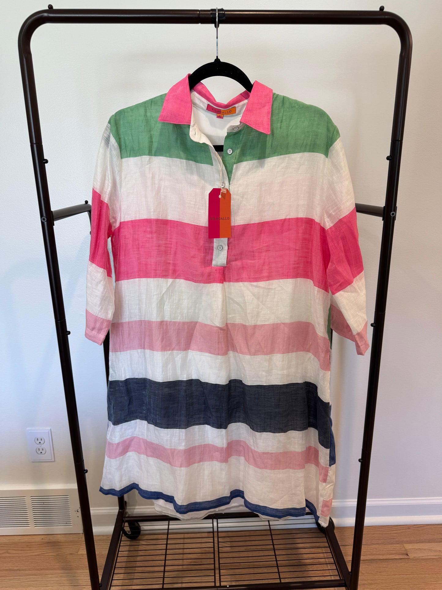 Vilagallo Tayana Linen Stripe Dress Multi size 42 US XL