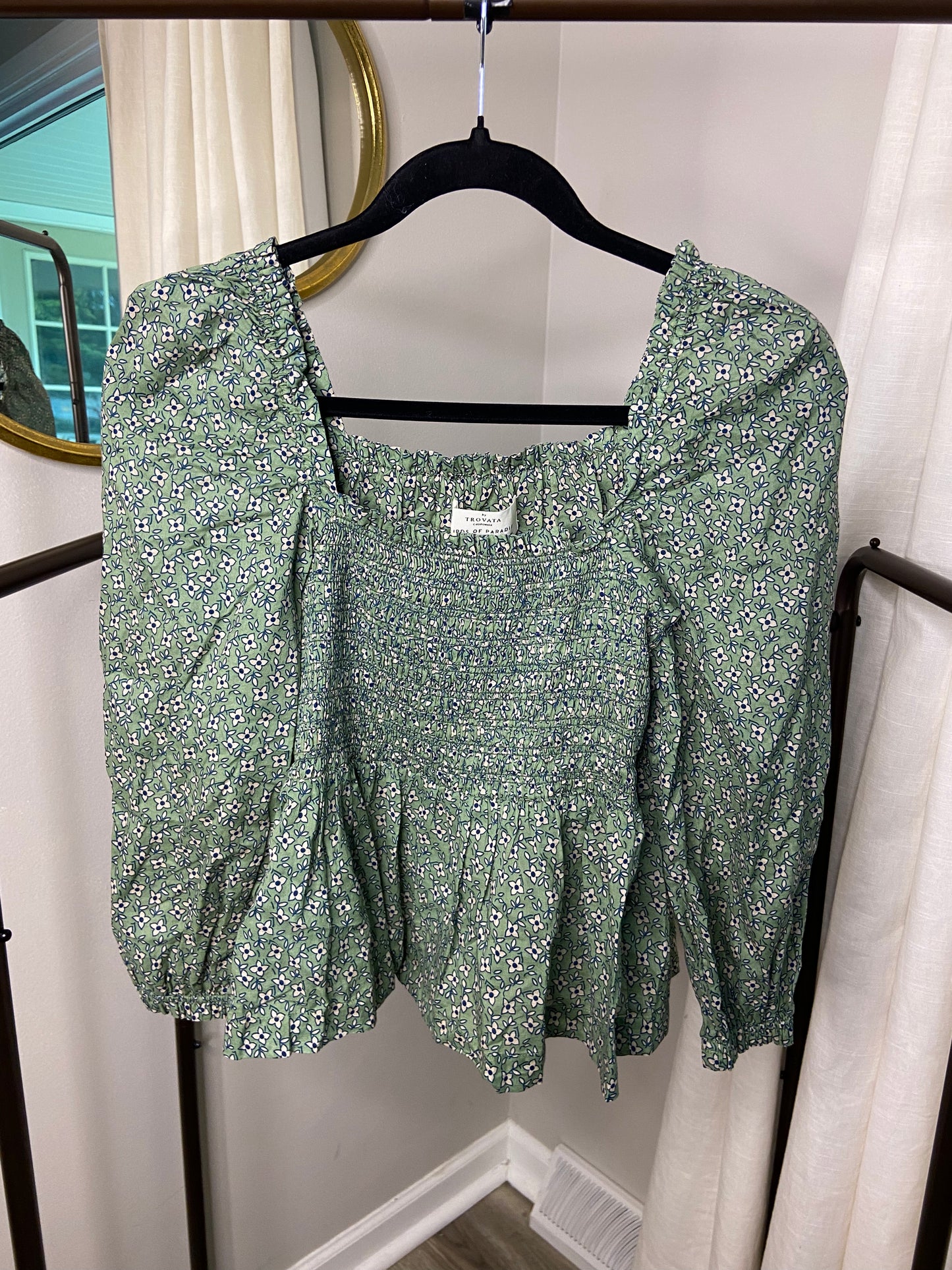 Trovata Birds of Paradis Alize Blouse in Basil size S