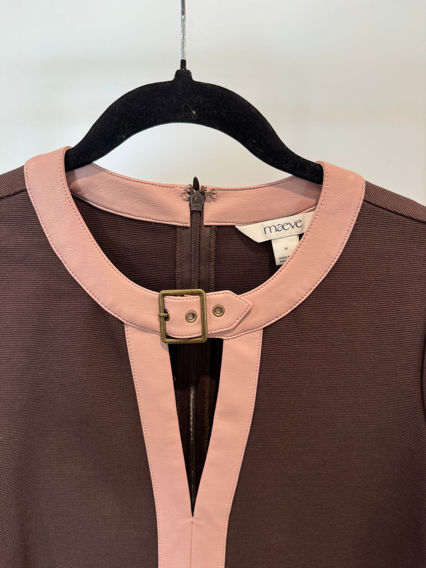 Maeve Colorblock Drop-waist Mini Dress In Brown size M