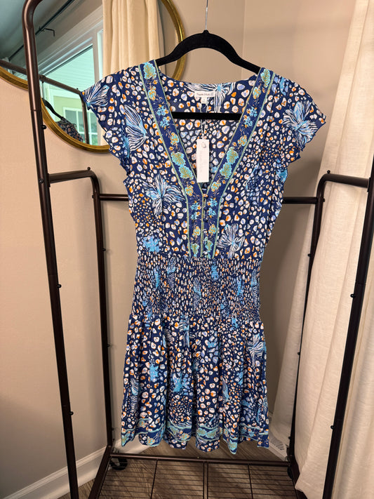 Poupette St Barth Rachel Smocked Mini Dress size S