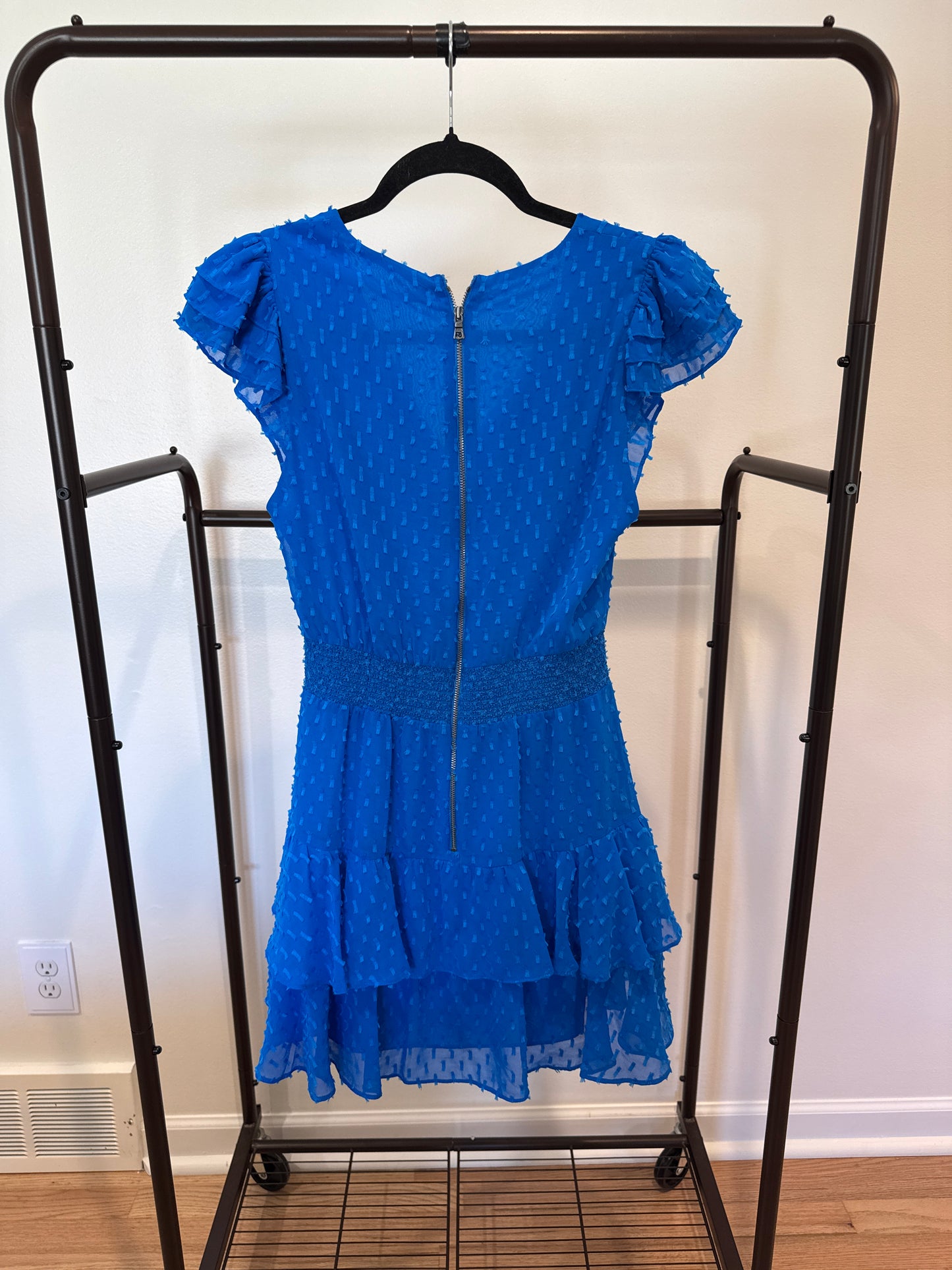 Alice and Olivia Markita Tiered Ruffled Mini Dress Palace Blue size 2