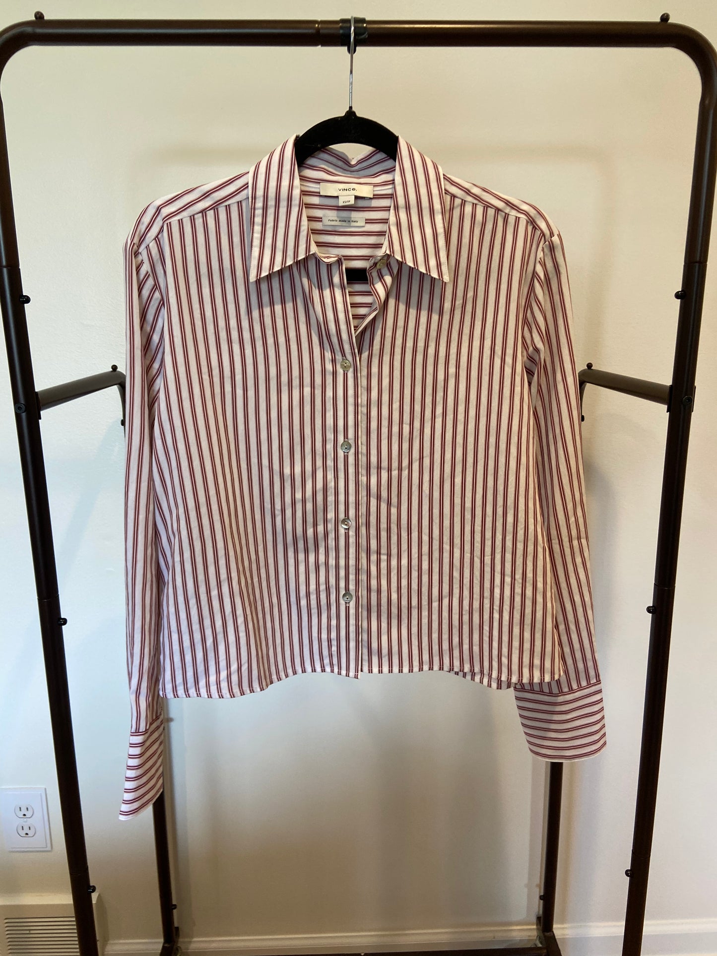 Vince Stripe Cropped Button-Front Shirt size XS