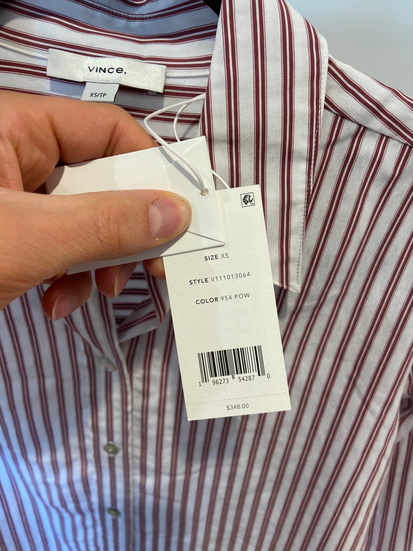Vince Stripe Cropped Button-Front Shirt size XS