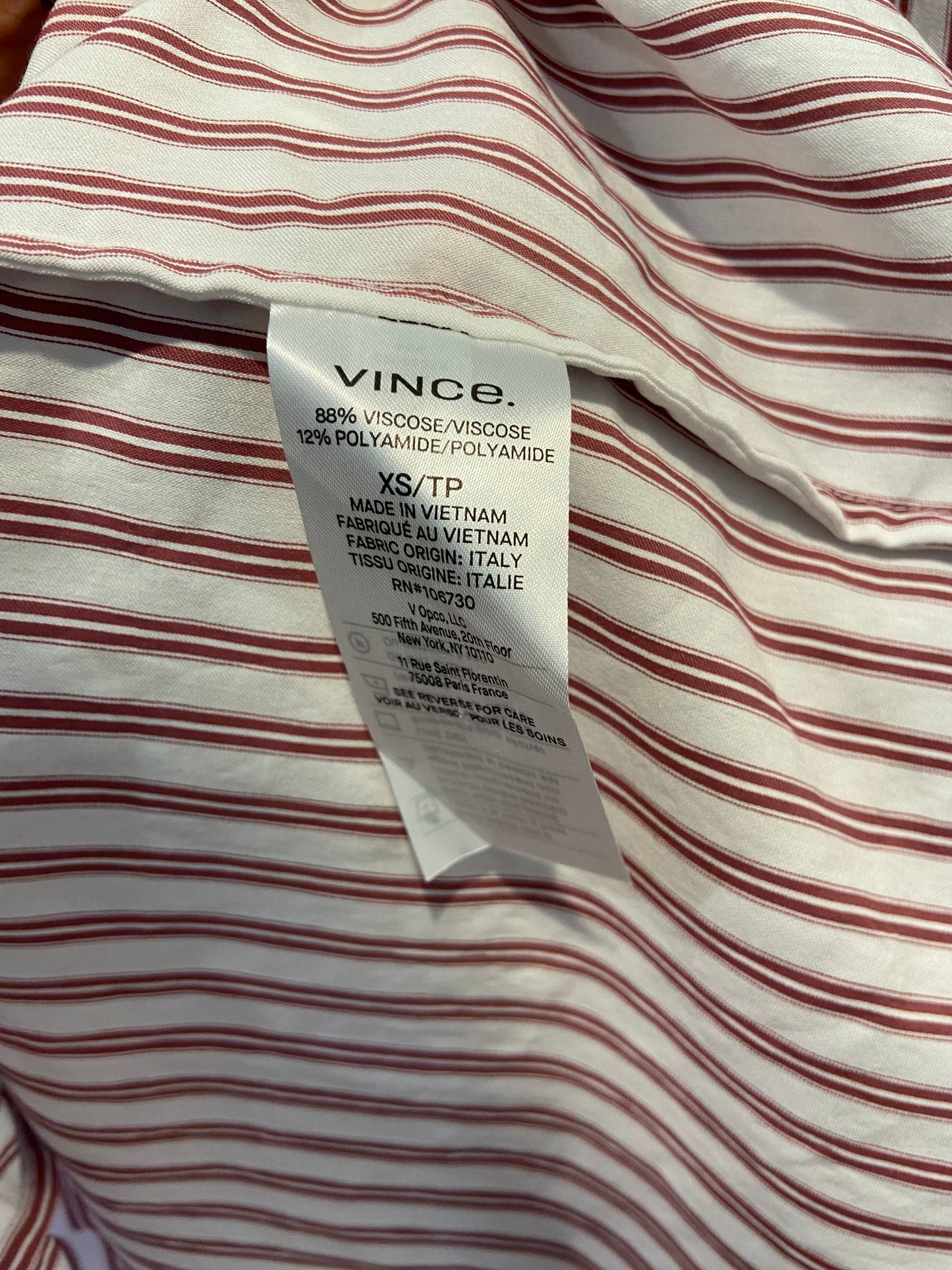 Vince Stripe Cropped Button-Front Shirt size XS
