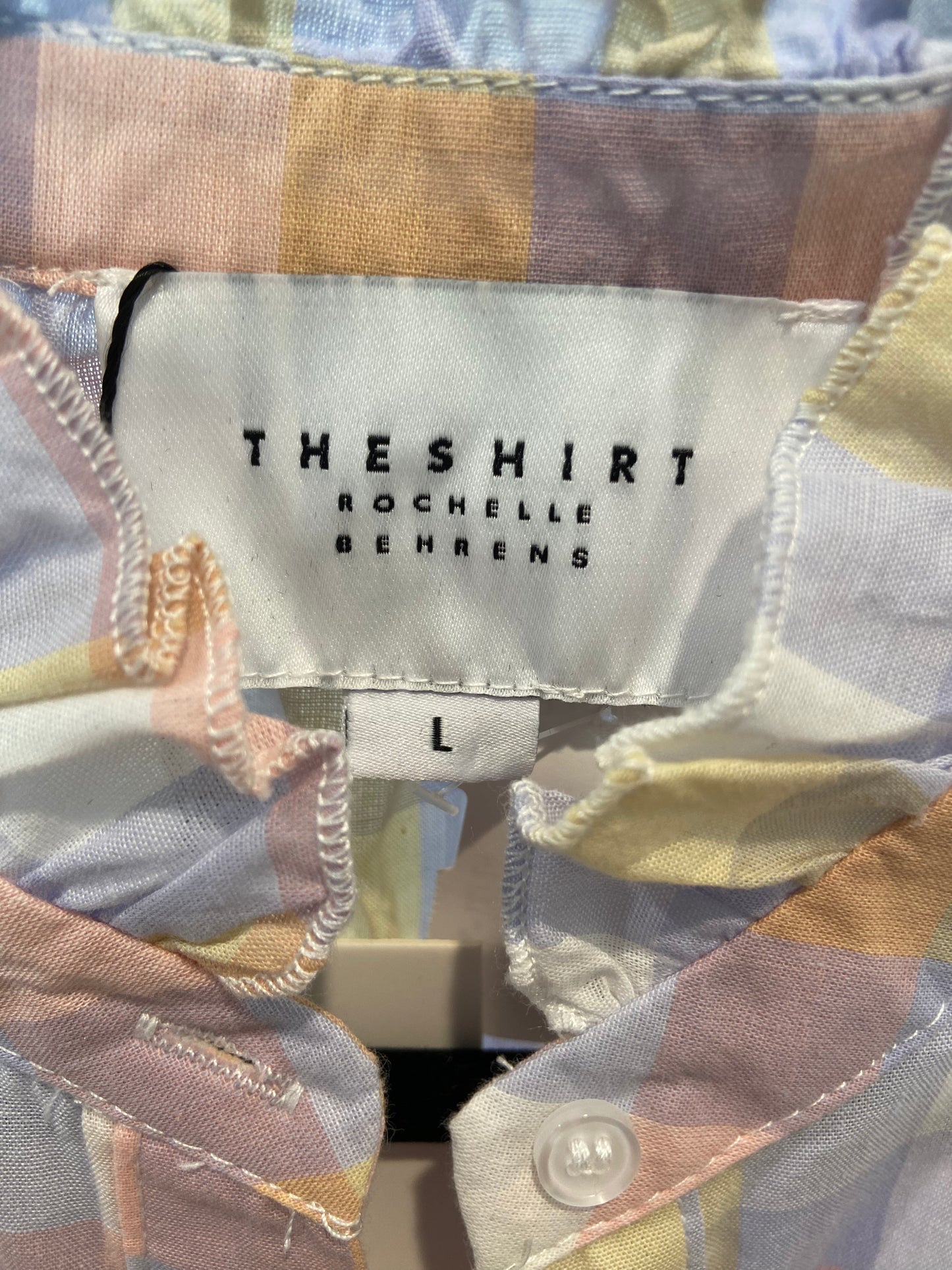 The Shirt by Rochelle Behrens Plaid Ruffle Top size L