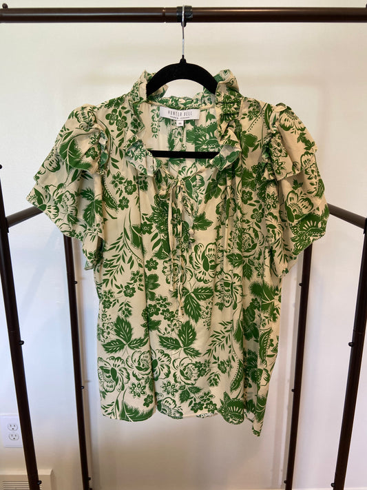 Hunter Bell Millie Top in Green Garden size XS