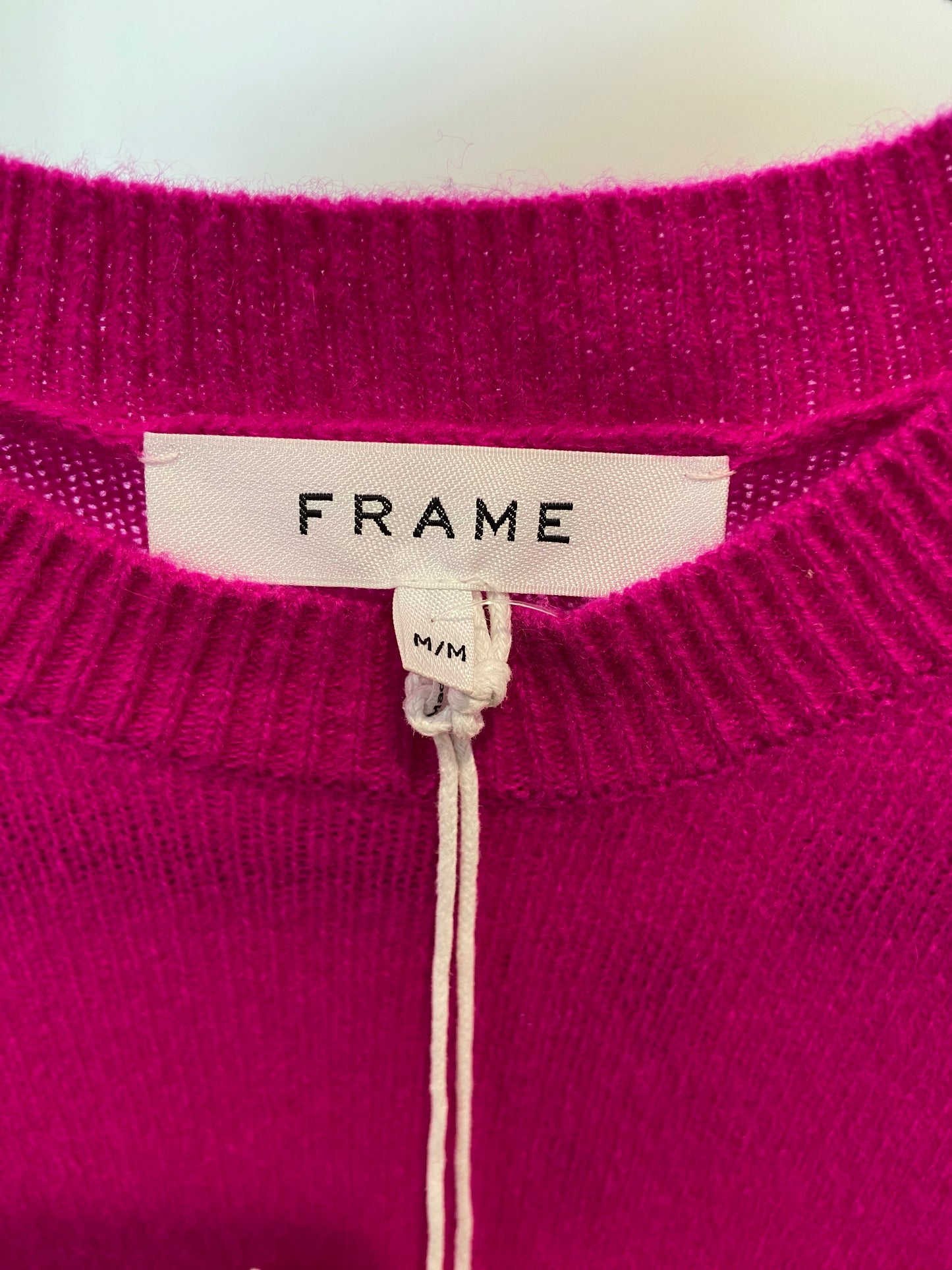 Frame Ruched Sleeve Cashmere Sweater Magenta size M
