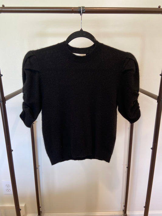 Frame Ruched Sleeve Cashmere Sweater Noir size S