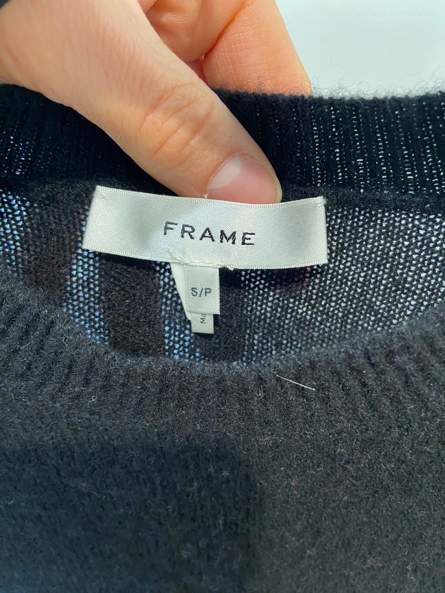 Frame Ruched Sleeve Cashmere Sweater Noir size S
