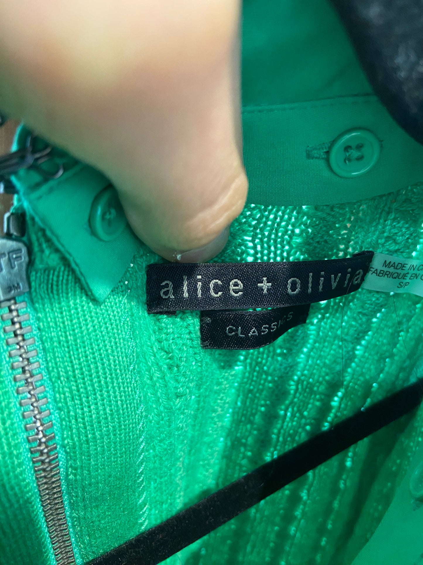 Alice + Olivia Chase Cable Knit Puff Sleeve Sweater size S