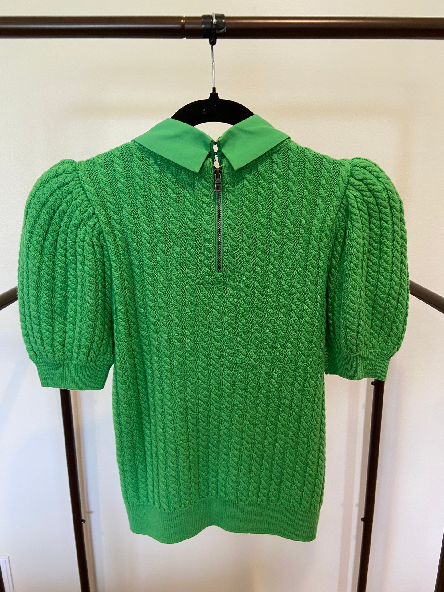 Alice + Olivia Chase Cable Knit Puff Sleeve Sweater size S