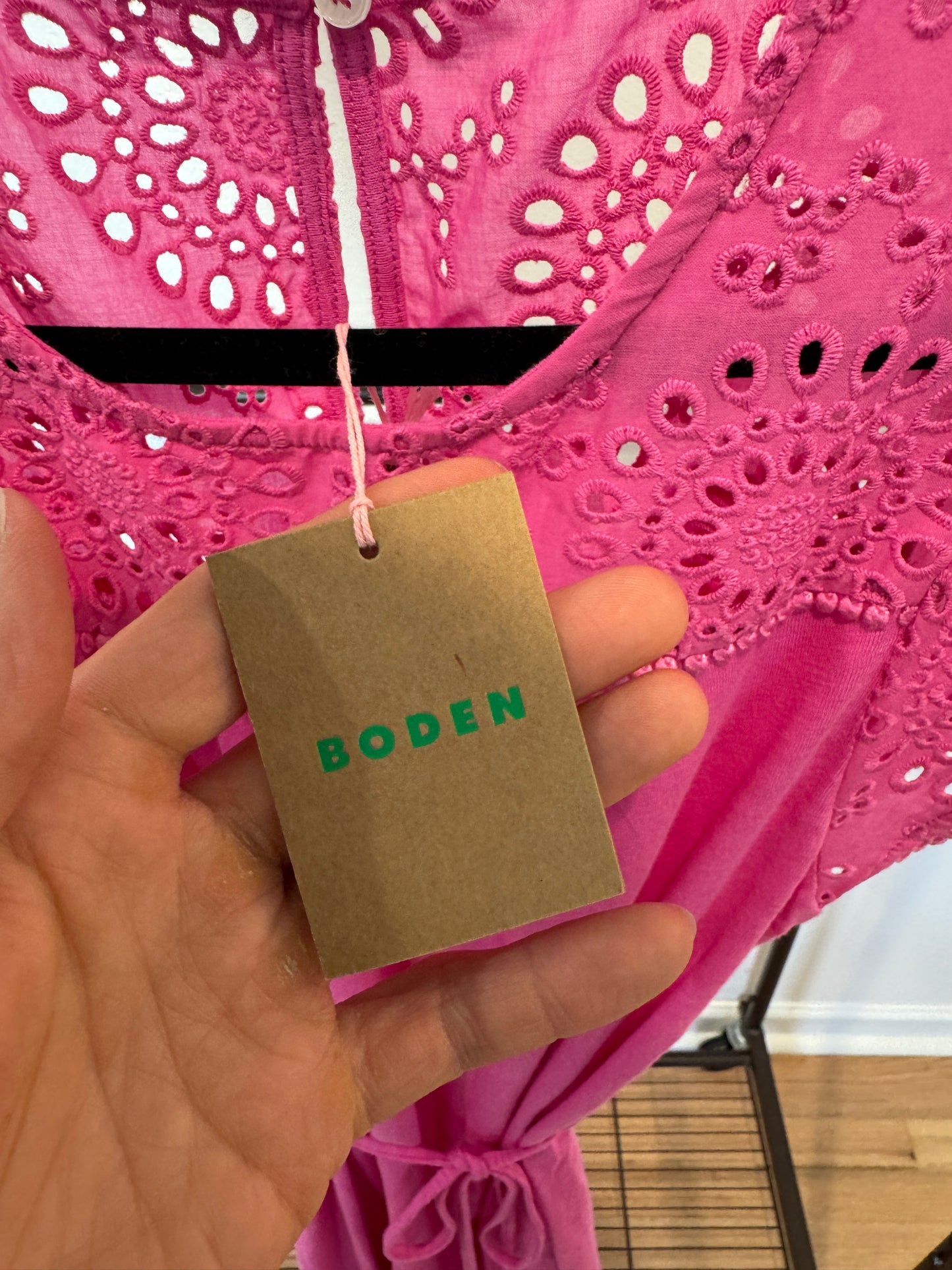 Boden Pink Juliet Broderie Midi Dress size 8
