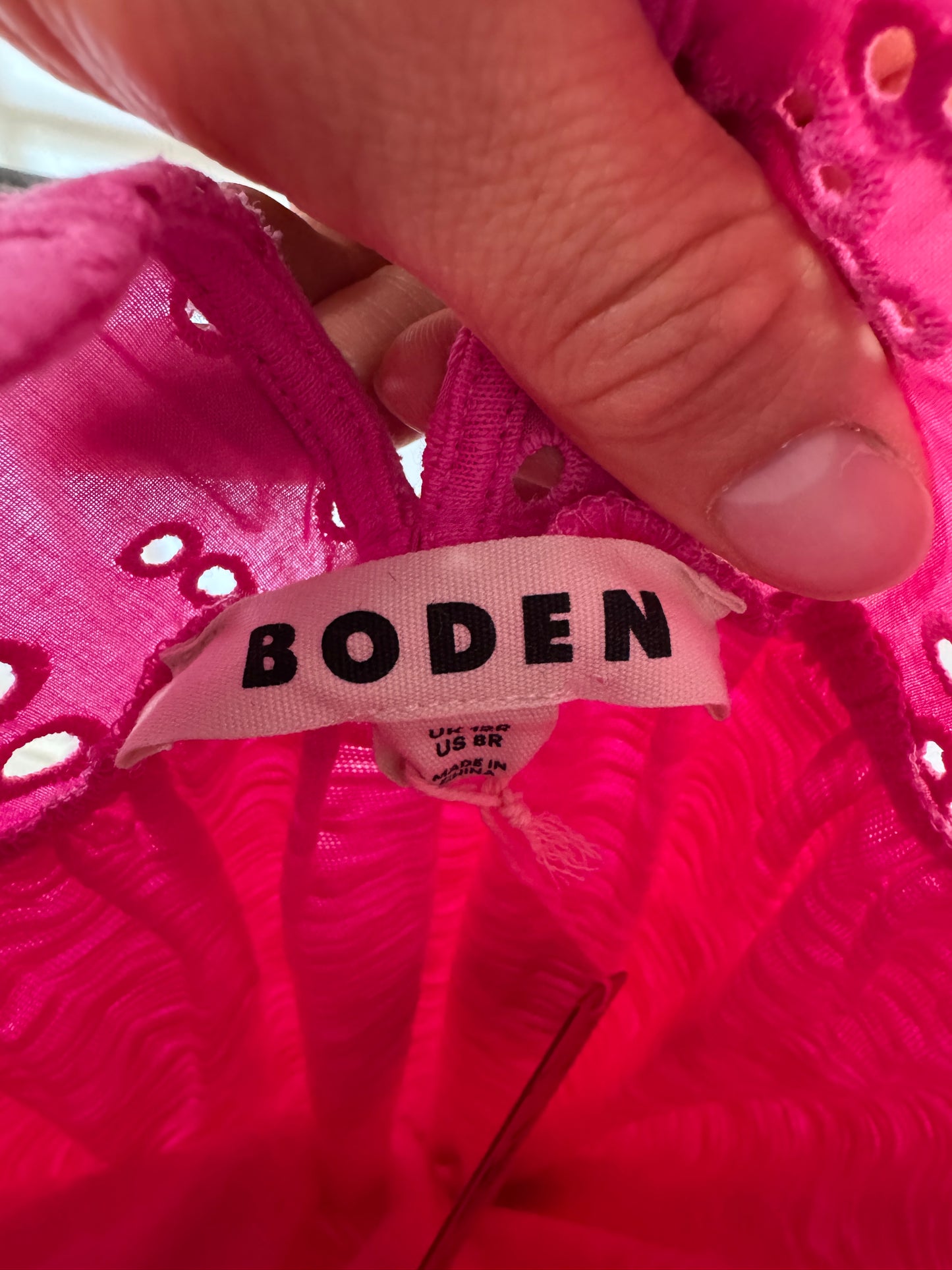 Boden Pink Juliet Broderie Midi Dress size 8