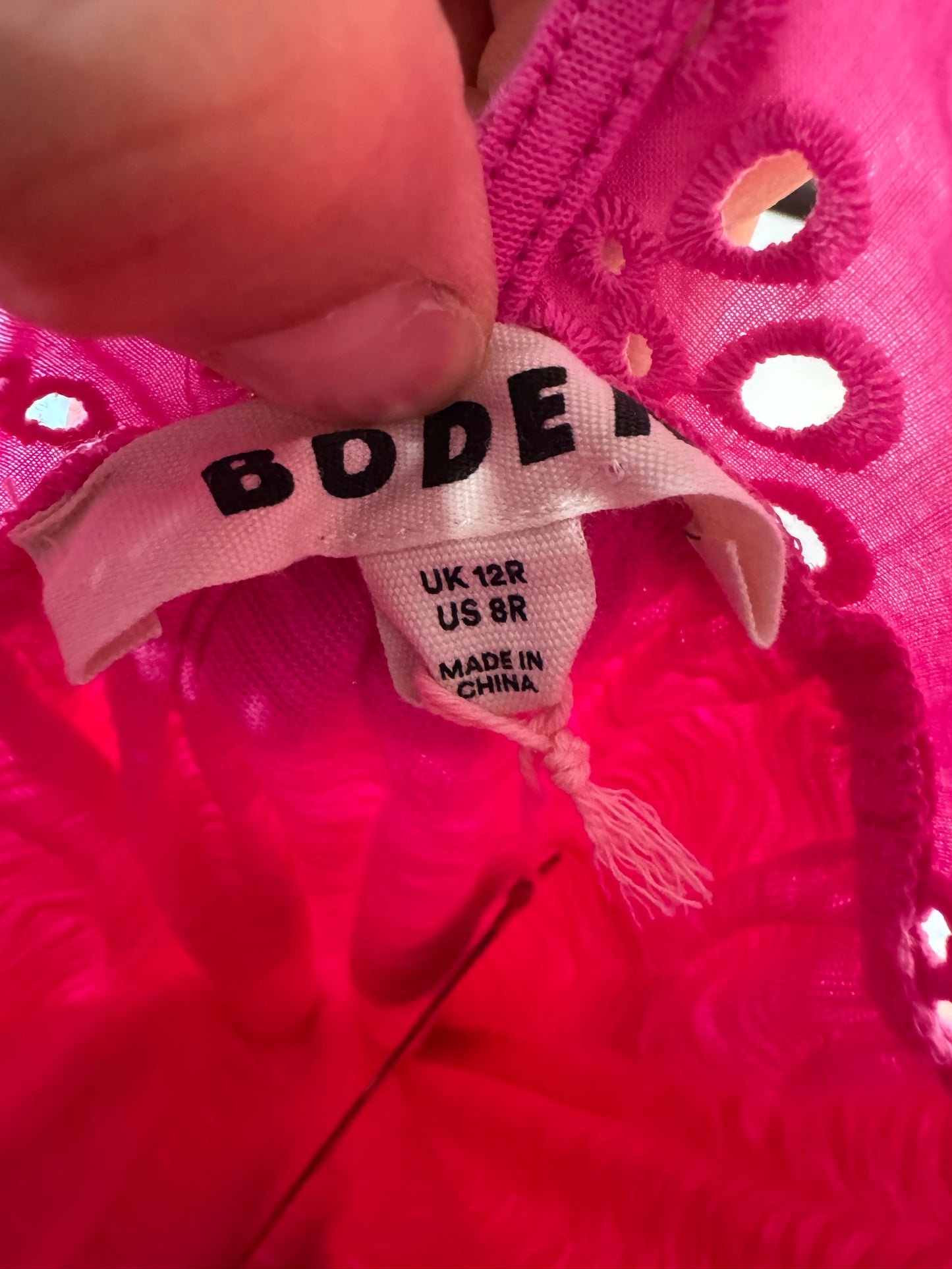 Boden Pink Juliet Broderie Midi Dress size 8