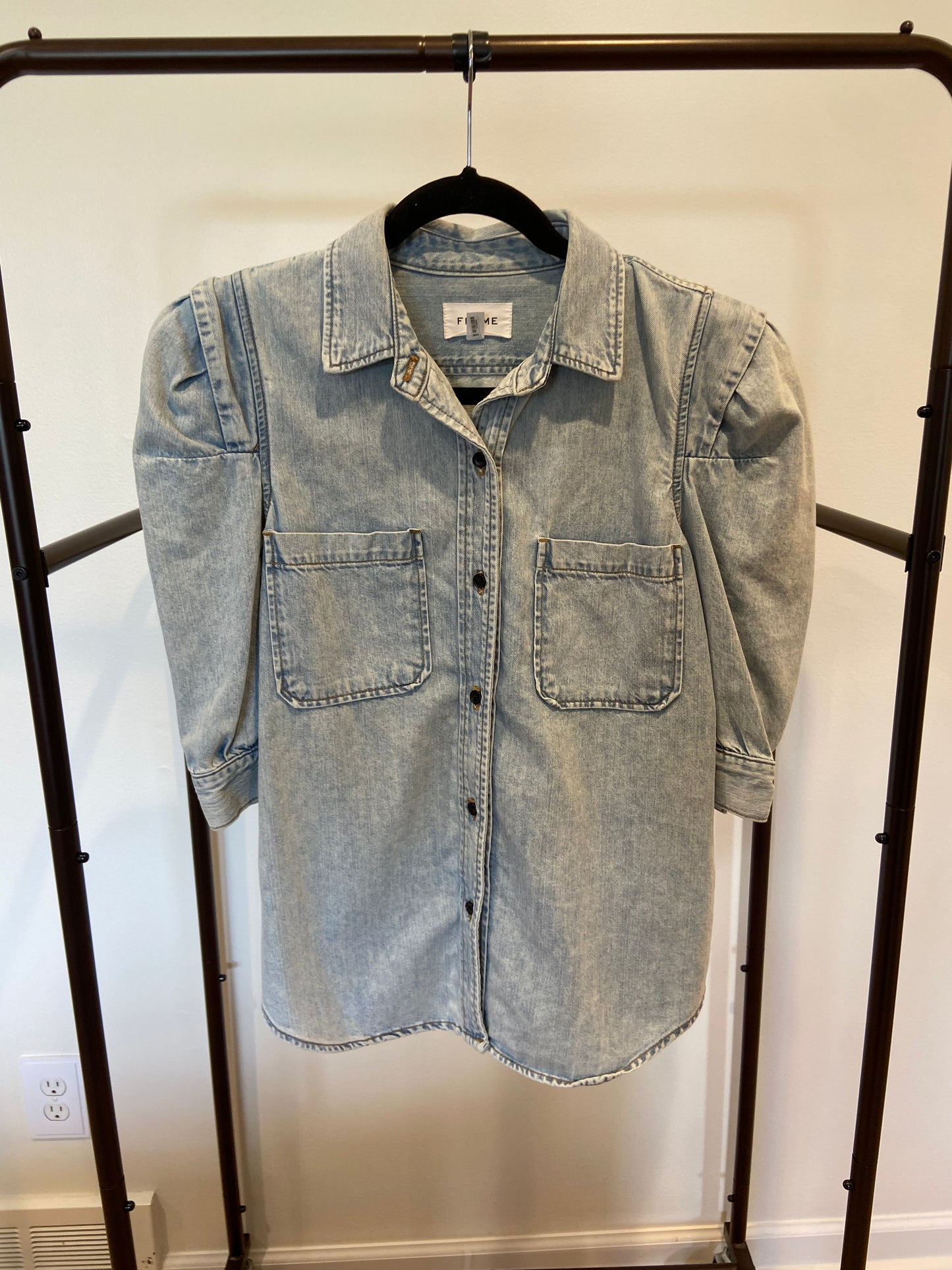 Frame Rosette Sleeve Denim Shirt size M