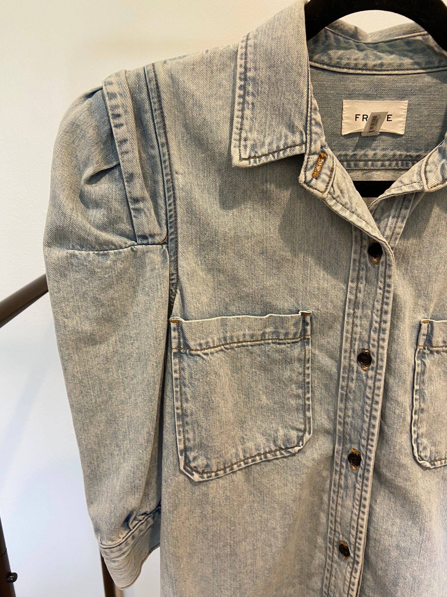 Frame Rosette Sleeve Denim Shirt size M