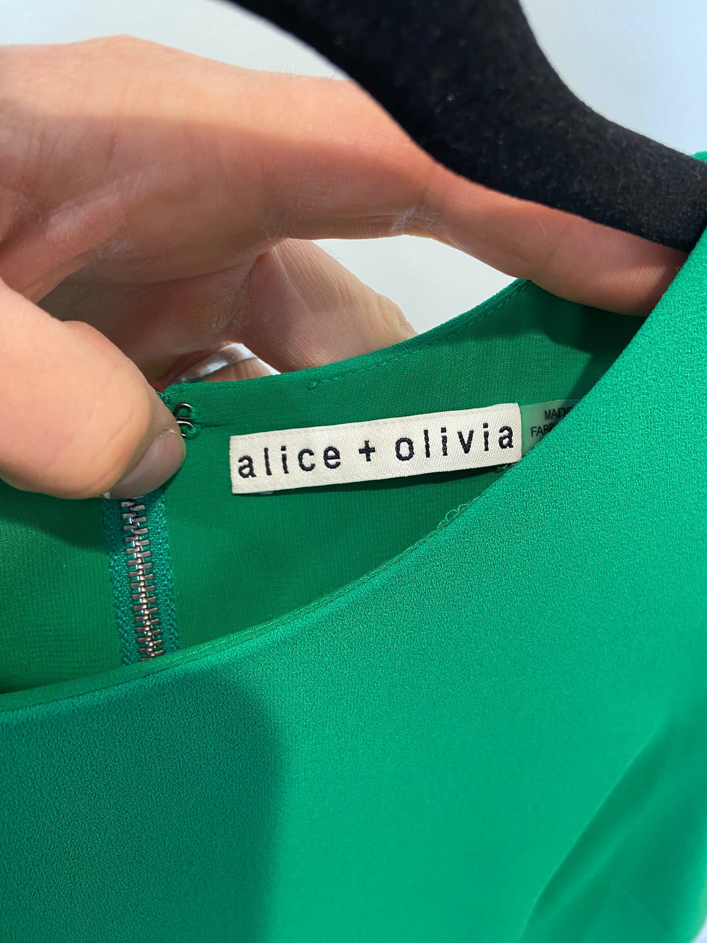 Alice + Olivia Maya Kelly Green Mini Dress with Zipper size 4