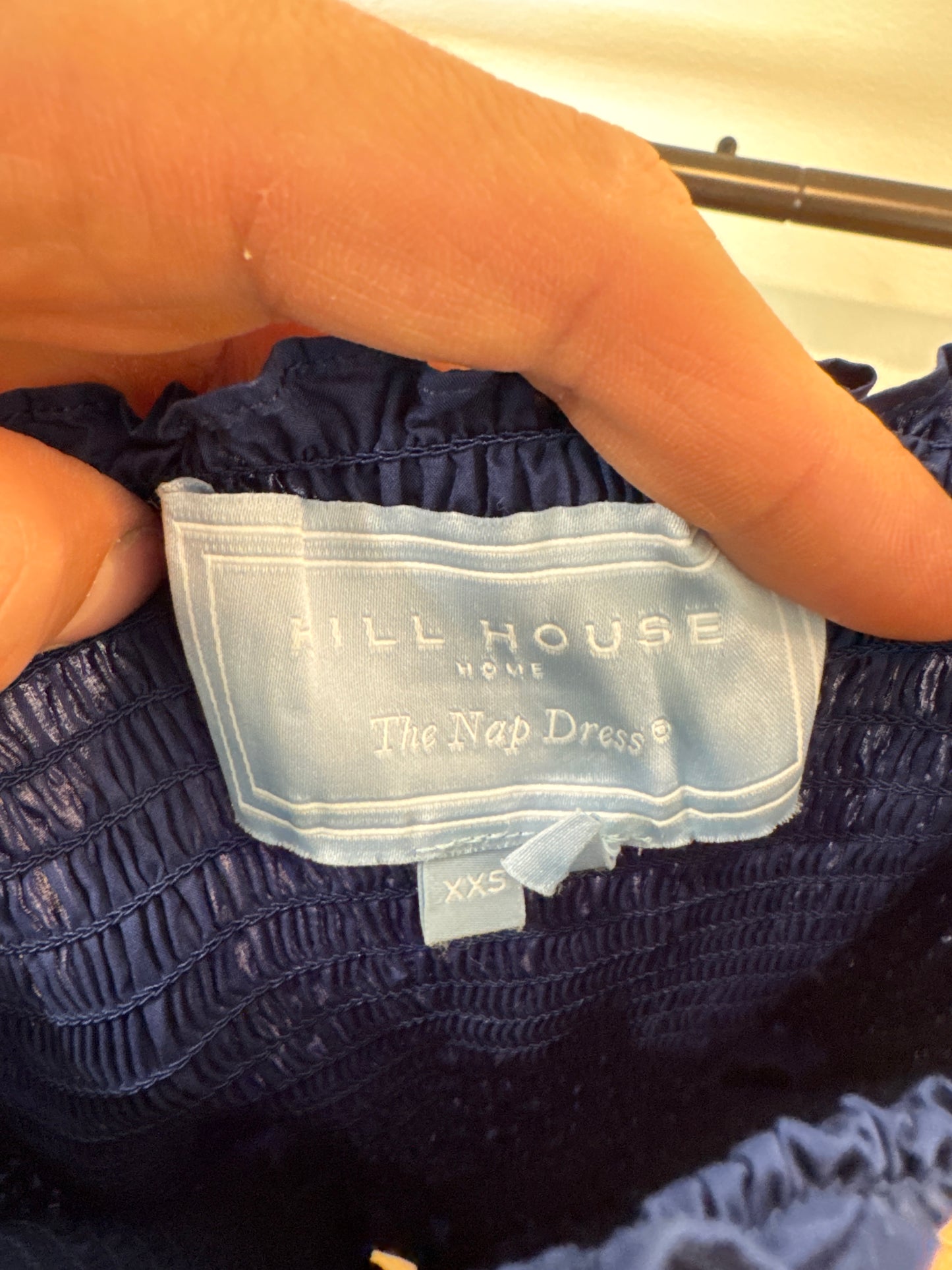 Hill House Anjuli Smocked Maxi Dress Navy Cotton size XXS
