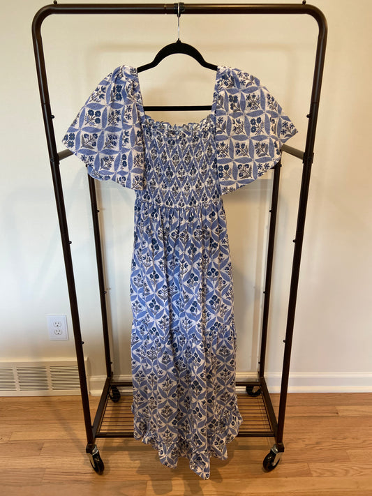 Pink City Prints Lolita Long Dress in Sky Trellis size XS