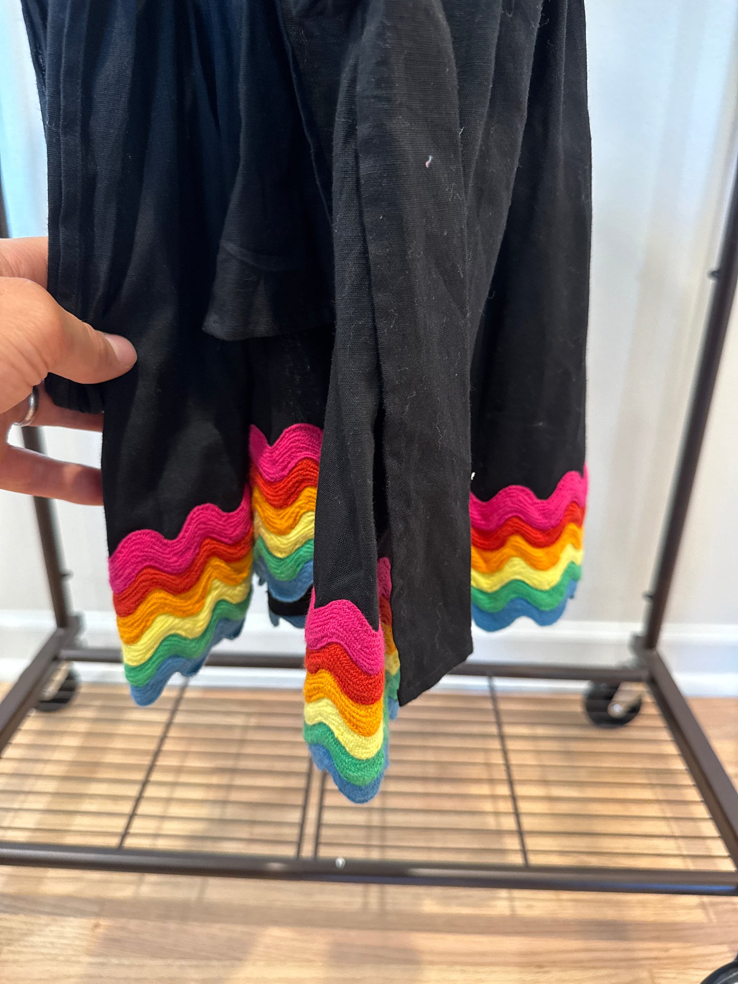 Juliet Dunn Blouson Black Rainbow Mini Dress size 2