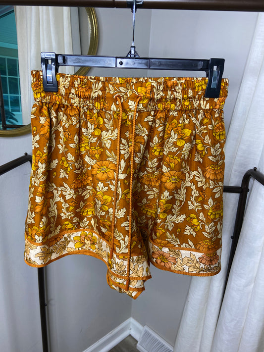 Zimmermann Andie Silk Terracotta Floral Shorts size US 6