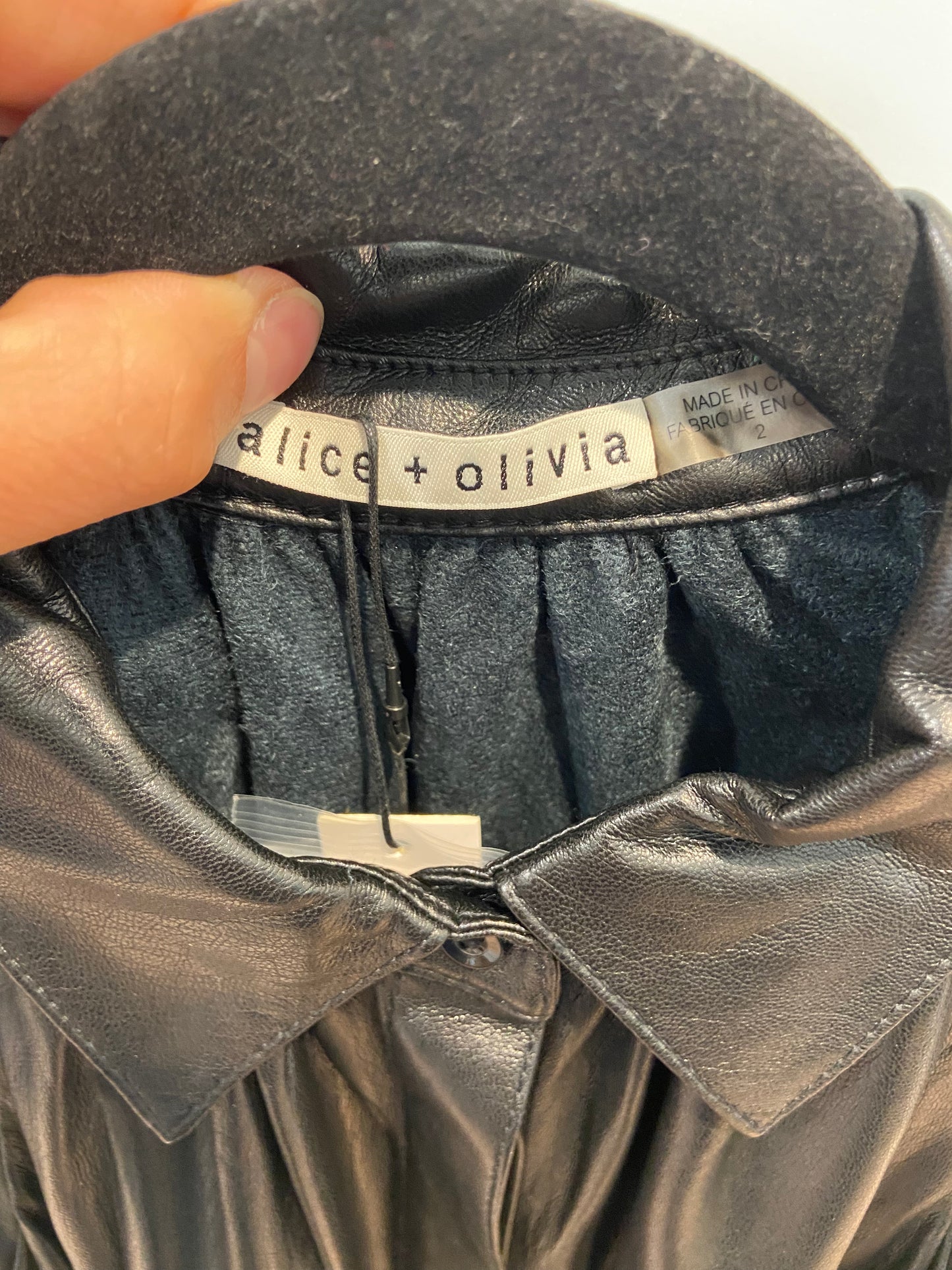 Alice and Olivia McKell Vegan Leather Flutter-Sleeve Mini Dress size 2