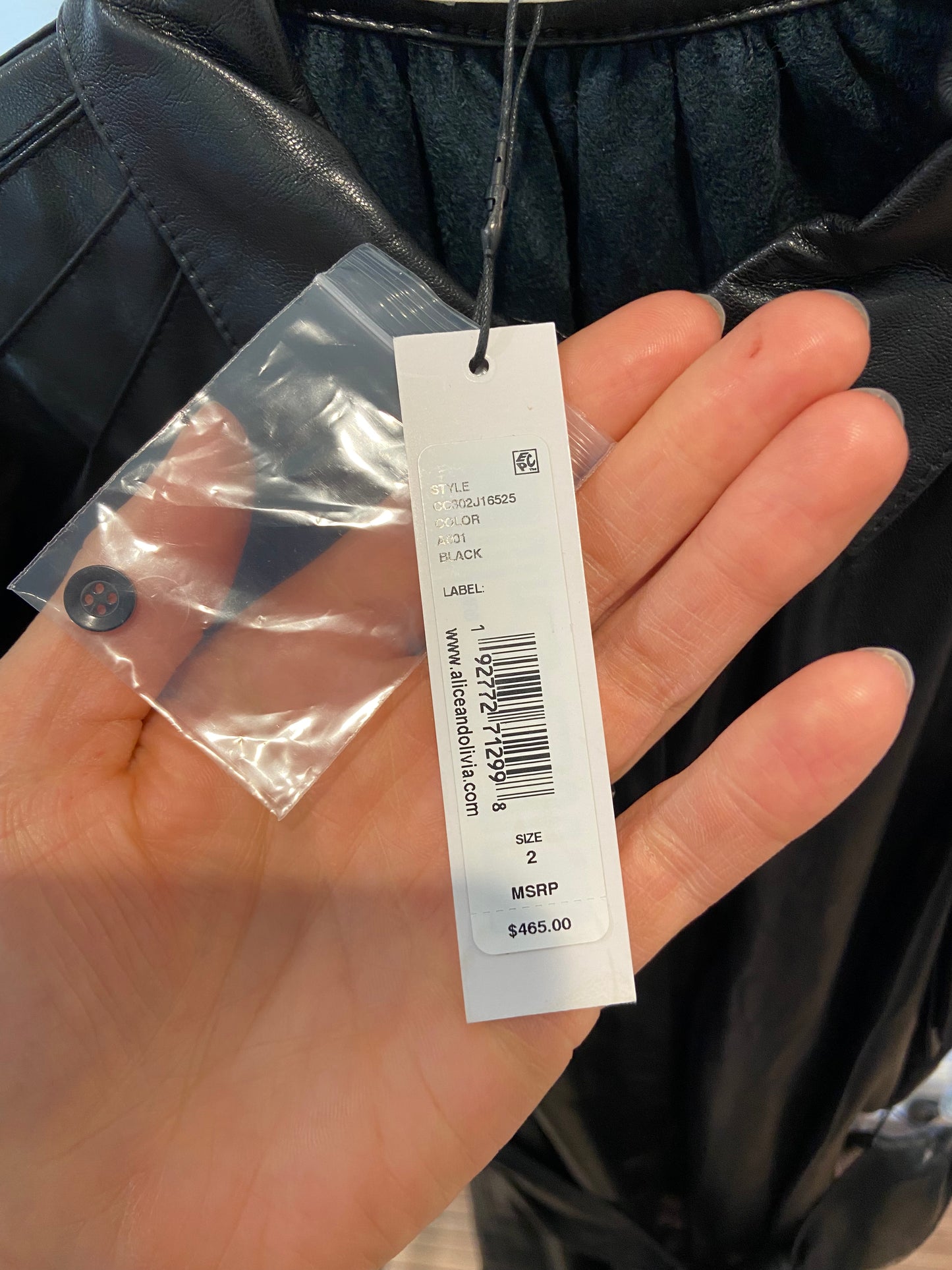 Alice and Olivia McKell Vegan Leather Flutter-Sleeve Mini Dress size 2