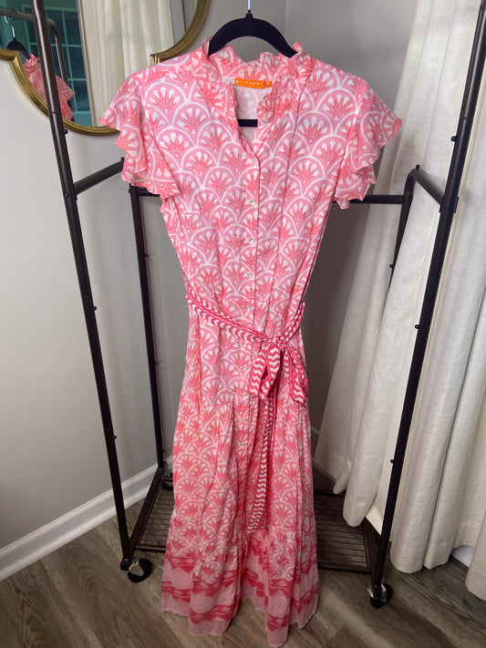 Oliphant Ruffle Collar Button Maxi Dress size S