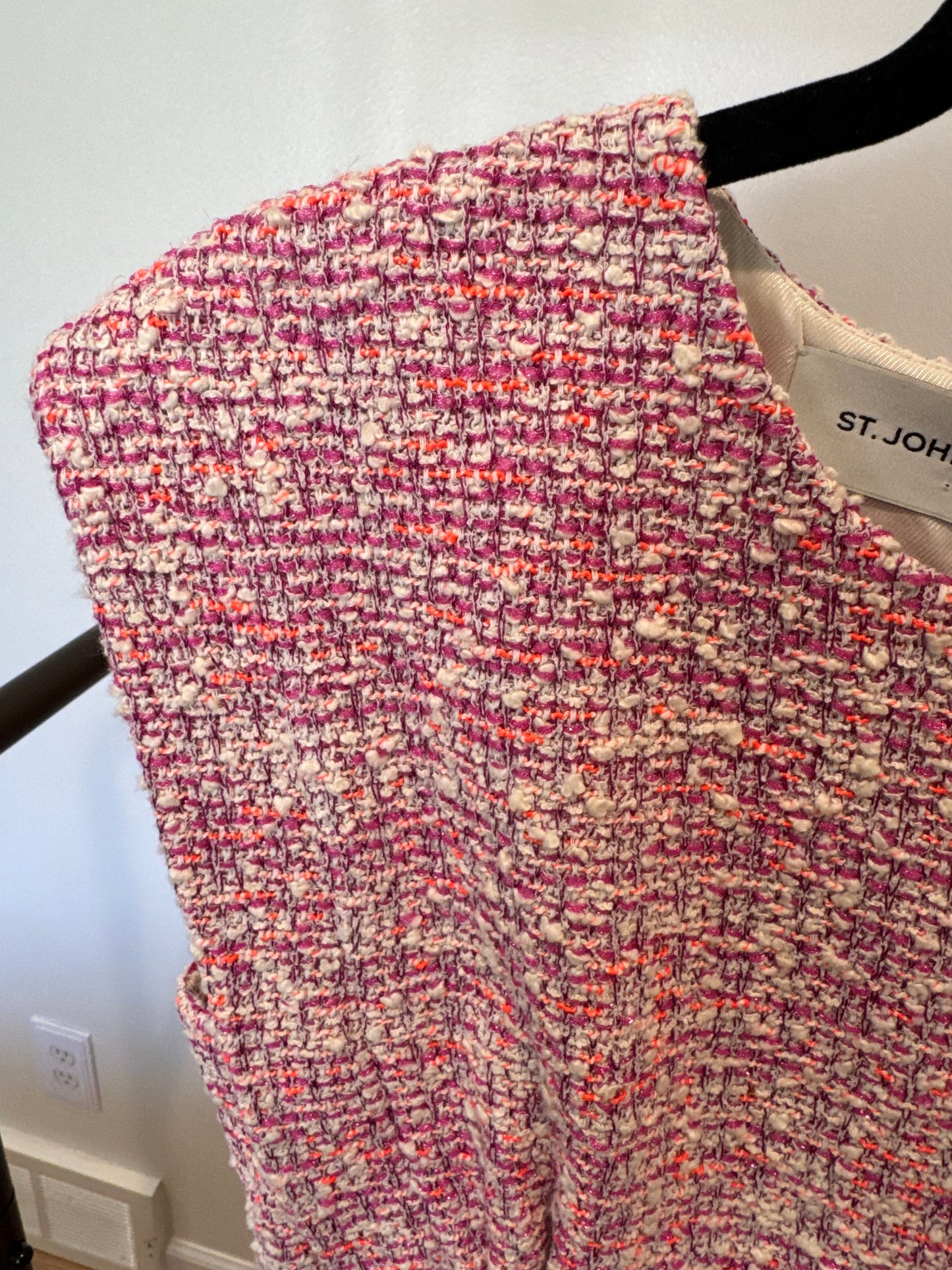 St. John Bouclé Slub Tweed Knit Midi Dress In Ceru size 10