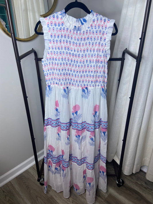 Oliphant Smocked Maxi Dress size L