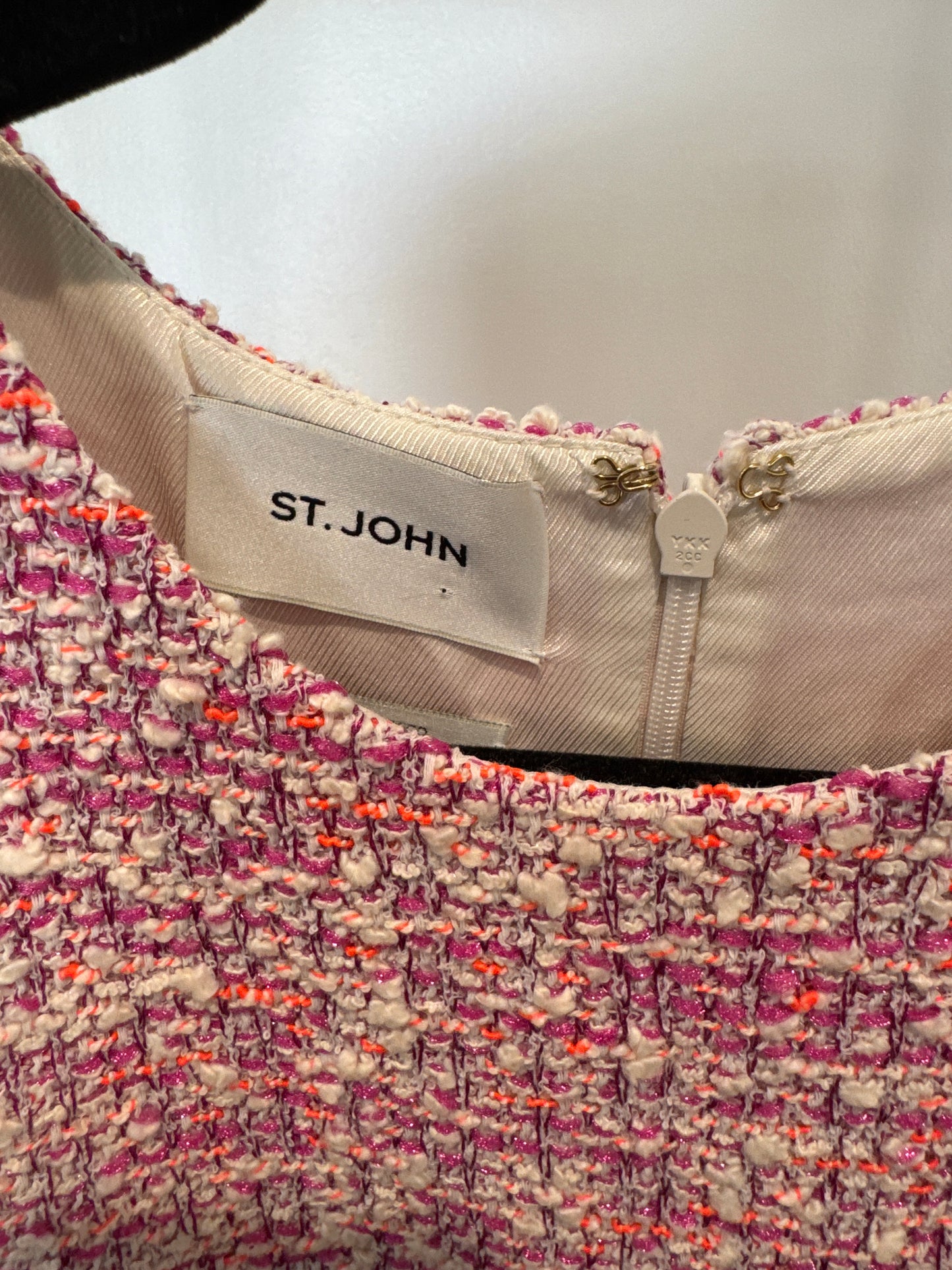St. John Bouclé Slub Tweed Knit Midi Dress In Ceru size 10